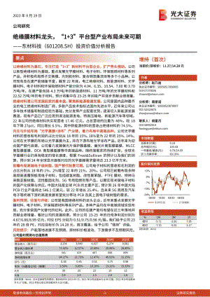 东材科技-公司投资价值分析报告：绝缘膜材料龙头“1+3”平台型产业布局未来可期-230919（59页）