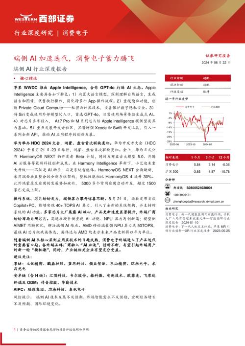 端侧AI行业深度报告:端侧AI加速迭代消费电子蓄力腾飞-240622(17页)