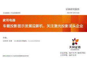 家用电器行业深度研究:车载投影显示发展迎新机关注激光投影龙头企业-231016(28页)