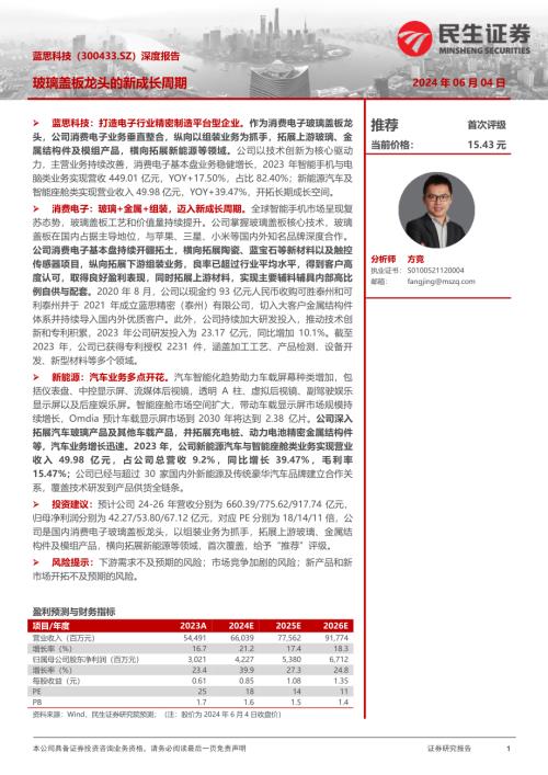 蓝思科技-公司深度报告：玻璃盖板龙头的新成长周期-240604（28页）