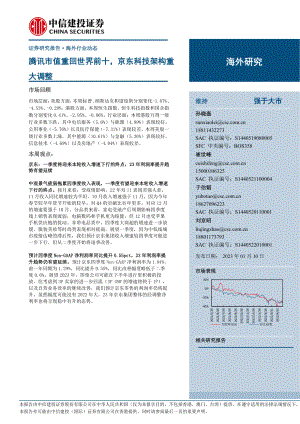 互联网电商行业：腾讯市值重回世界前十京东科技架构重大调整-230110（21页）