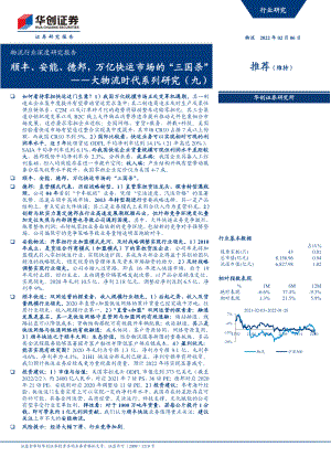 物流行业深度研究报告：大物流时代系列研究（九）顺丰、安能、德邦万亿快运市场的“三国杀”-20220206（73页）