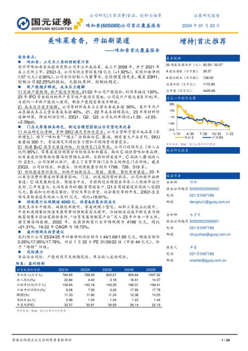 味知香-公司首次覆盖报告：美味菜肴香开拓新渠道-240123（24页）