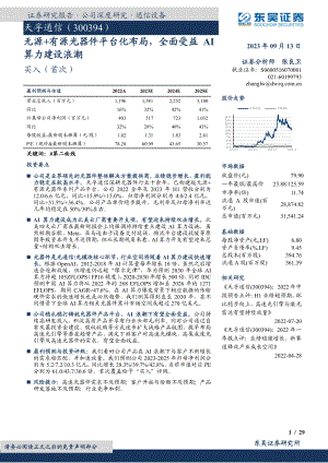 天孚通信-公司研究报告-无源+有源光器件平台化布局全面受益AI算力建设浪潮-230913（29页）