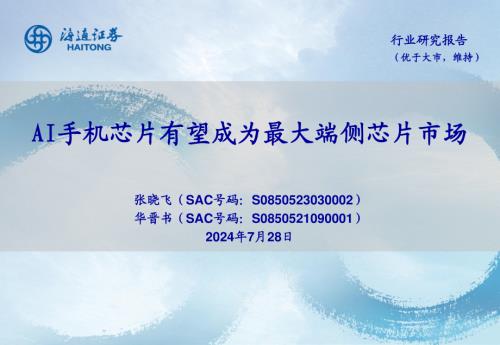 AI手机芯片行业：AI手机芯片有望成为最大端侧芯片市场-240728（25页）
