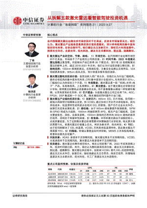 计算机行业“智能网联”系列报告21:从拆解五款激光雷达看智能驾驶投资机遇-220927(52页)