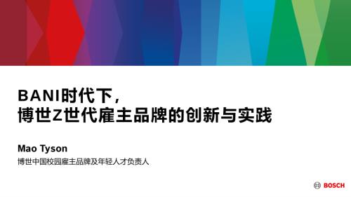 博世中国Tyson-《BANI时代下博世Z世代雇主品牌的创新与实践》