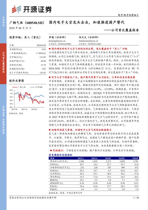 广钢气体-公司首次覆盖报告：国内电子大宗龙头企业加速推进国产替代-240621（36页）