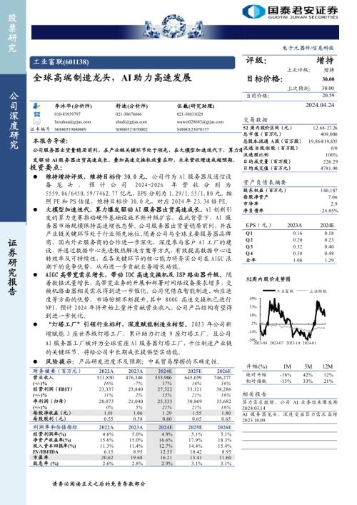 工业富联-公司研究报告-全球高端制造龙头AI助力高速发展-240424（26页）