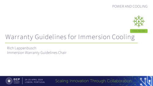 Adopting Best Practices Warranty Guidelines for Immersion Cooled Computing