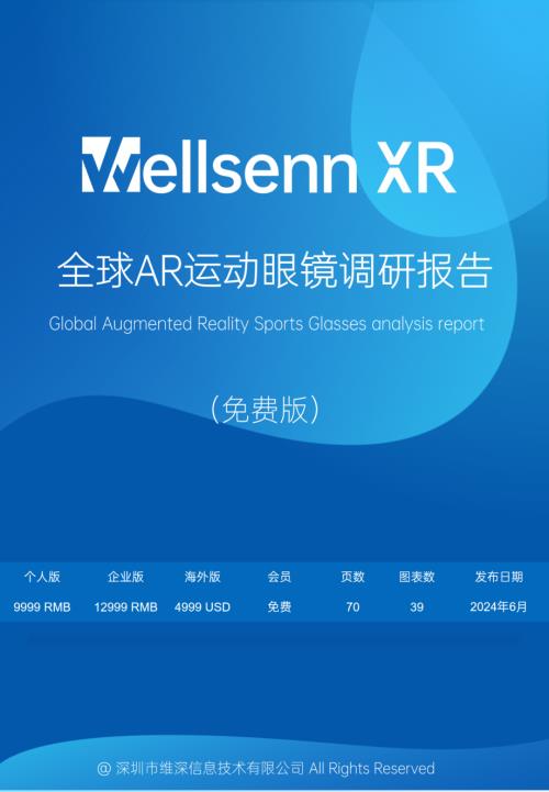 维深Wellsenn:2024全球AR运动眼镜调研报告(48页)