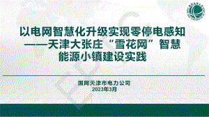 岳洋-以电网智慧化升级实现零停电感知——天津大张庄“雪花网”智慧能源小镇建设实践